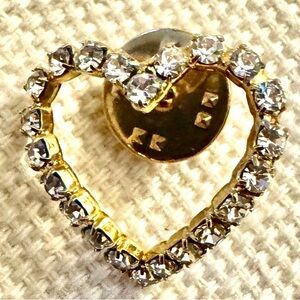 Women’s Heart Pin with Crystals Small Gold Plated